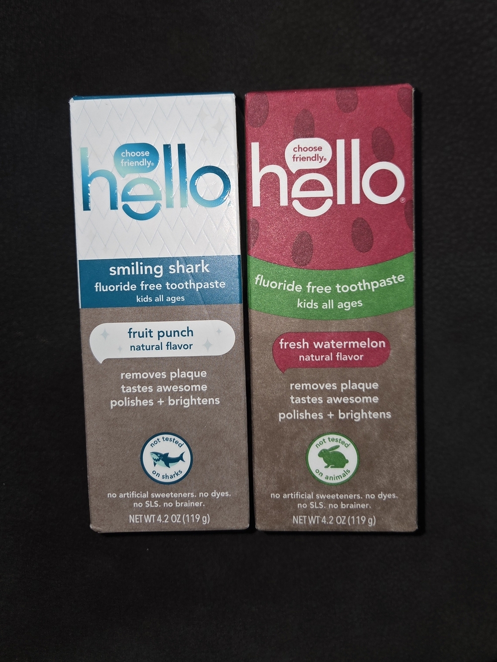 Hello Fluoride Free Toothpaste 2 Pack Fruit Punch & Fresh Watermelon